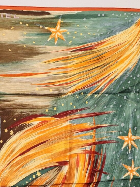 HERMES Scarf Silk Carre 90 FEUX DU CIEL Fire of Heaven  HERMES Carre 90 Scarf \